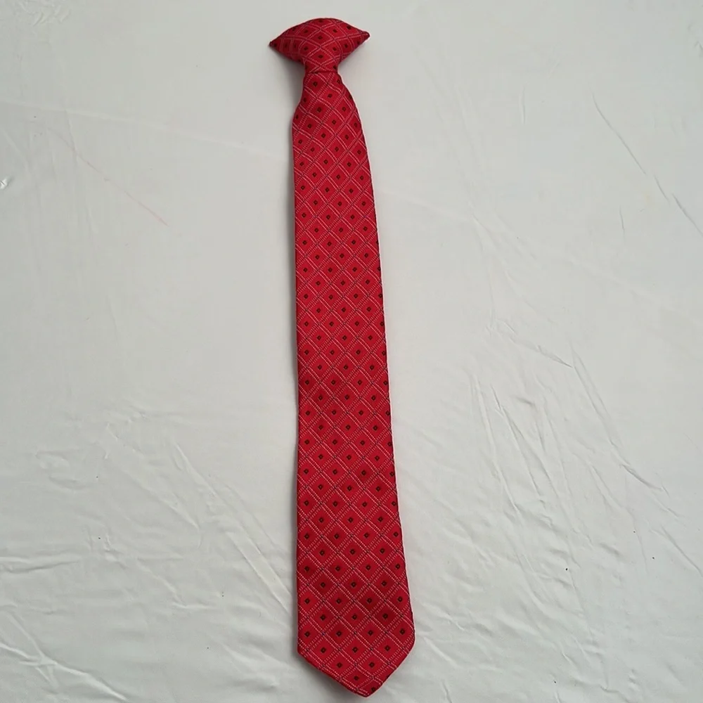 Kalikow boys red multicolor pattern clip on tie